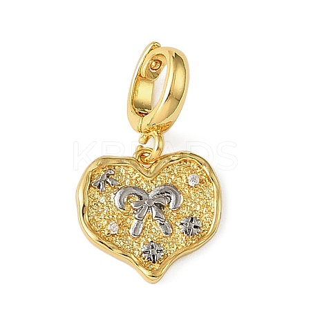 Christmas Brass Rhinestone Heart Pendant Decorations KK-H498-01G-06-1