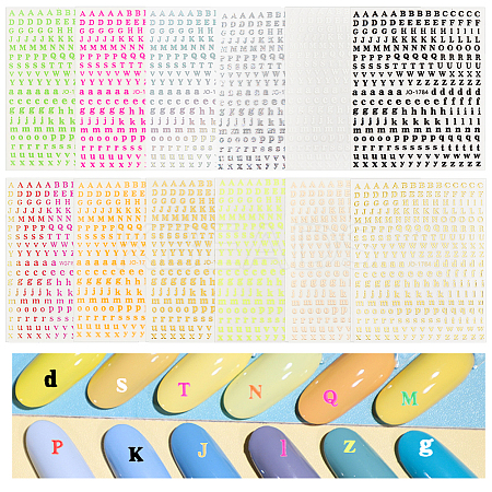 24 Sheets 12 Colors Letter Style Plastic Nail Art Stickers MRMJ-OC0003-21-1