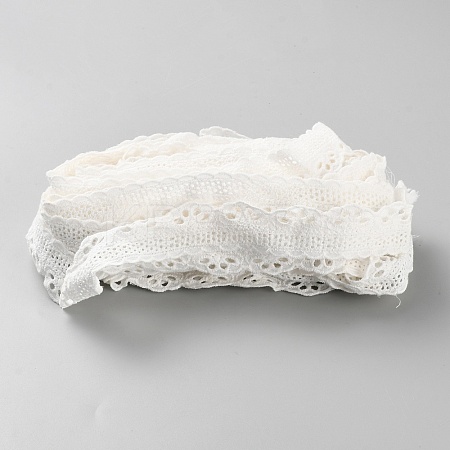 15 Yards Hollow Cotton Embroidery Flower Ribbon OCOR-WH0101-40A-1