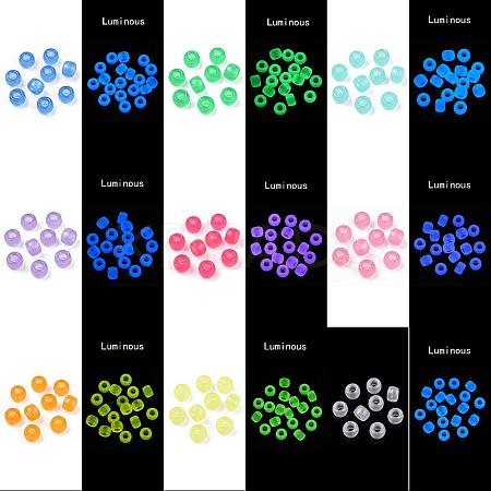 900Pcs 9 Colors Transparent & Luminous Plastic Beads KY-SZ0001-48-1