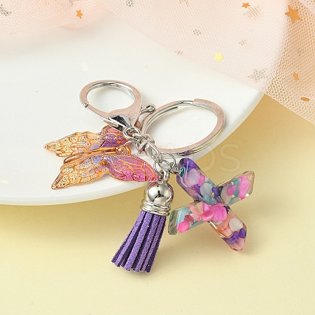 Resin Letter & Acrylic Butterfly Charms Keychain KEYC-YW00001-24-1