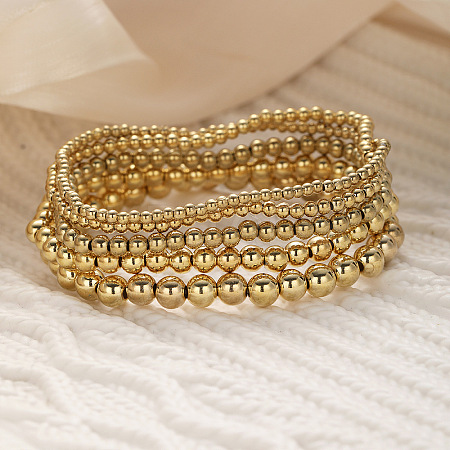5Pcs CCB Round Beaded Stretch Bracelets WGF8C34-14-1