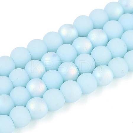Frosted Opaque Glass Beads Strands GLAA-T032-P6mm-MBB10-1
