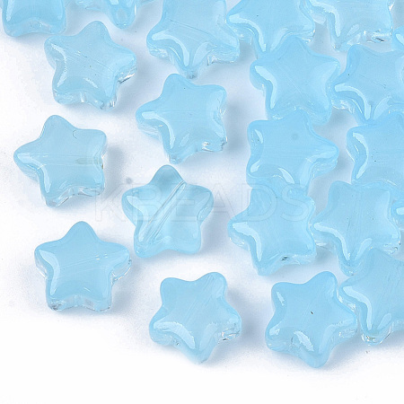 Transparent Spray Painted Glass Beads GLAA-N035-01-A06-1
