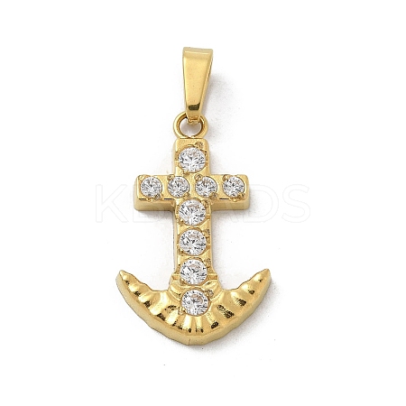 Ion Plating(IP) 304 Stainless Steel Micro Pave Cubic Zirconia Pendants STAS-Z107-07G-1