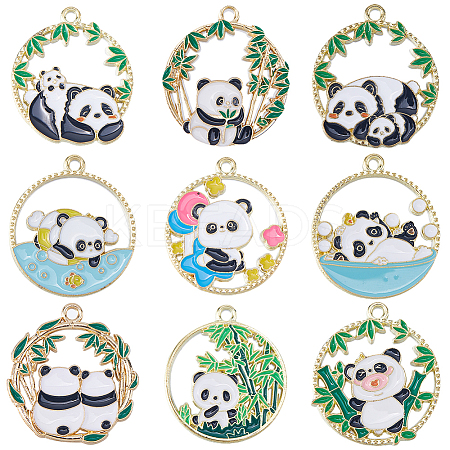 18Pcs 9 Style Light Gold Plated Alloy Enamel Pendants ENAM-SC0004-29-1