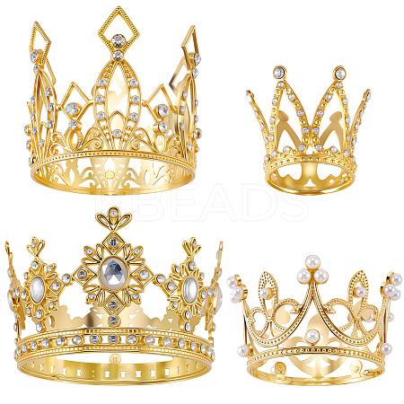 4Pcs 4 Styles Crown Zinc Alloy Cake Decoration AJEW-CP0008-84G-1