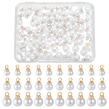 90Pcs 3 Style Plastic Imitation Pearl Pendants KK-BC0012-94-1