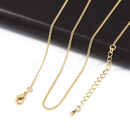 Long-Lasting Plated Brass Curb Chain Necklaces NJEW-K112-07G-NF-1