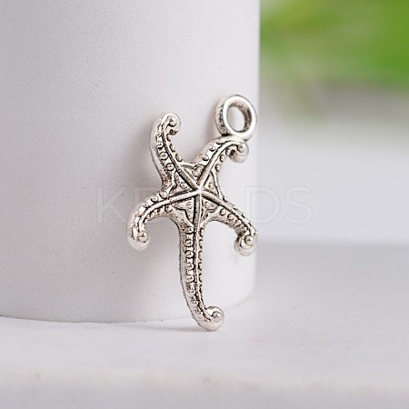 Tibetan Style Starfish/Sea Stars Zinc Alloy Pendants TIBEP-M039-08AS-1