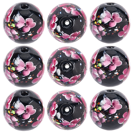 10Pcs Handmade Inner Flower Lampwork Beads LAMP-PA0001-02B-1
