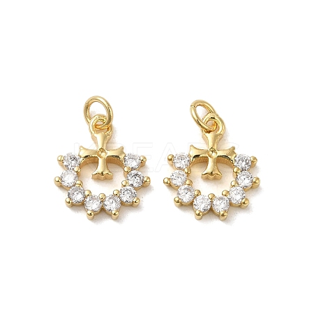 Rack Plating Brass Cubic Zirconia Pendants KK-K349-19G-1