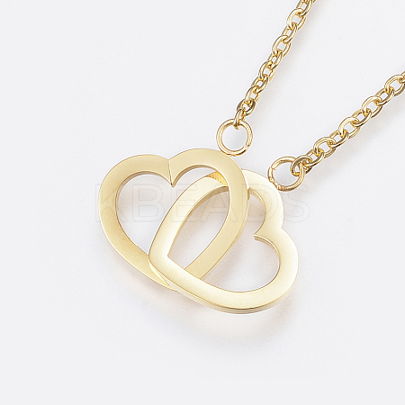 304 Stainless Steel Pendant Necklaces NJEW-H439-07G-1
