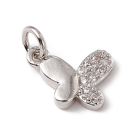 Brass Micro Pave Clear Cubic Zirconia Butterfly Charms ZIRC-F132-92P-1