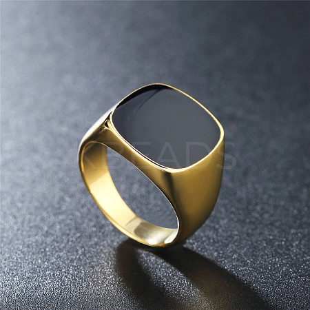 Square 304 Stainless Steel Enamel Finger Rings for Men FS-WG78CFC-05-1