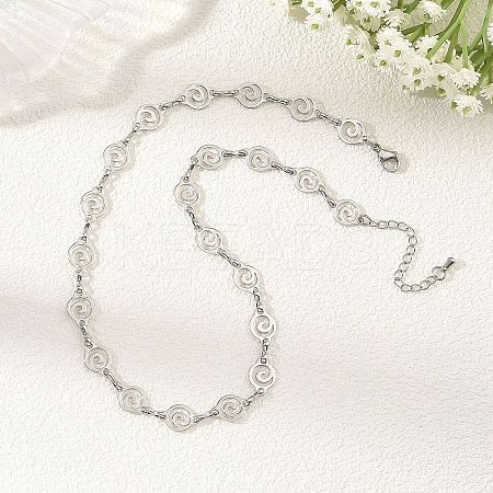 304 Stainless Steel Hollow Spiral Link Chain Necklaces for Women NJEW-JN06395-02-1
