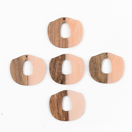 Opaque Resin & Walnut Wood Pendants RESI-S389-045A-C02-1