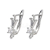 Brass Micro Pave Clear Cubic Zirconia Hoop Earring Findings KK-Z143-07P-1