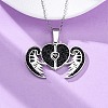 304 Stainless Steel Polymer Clay Jet Rhinestones Openable Pendant Necklaces for Women NJEW-Z065-09P-3