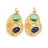 Rack Plating Cat Eye Pendants KK-I689-11G-1