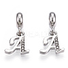 Platinum Rack Plating Alloy Rhinestone European Dangle Charms PALLOY-T048-36P-A-1