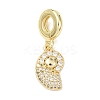 Brass Micro Pave Clear Cubic Zirconia Sea Animal European Dangle Charms LS-KK-B159-04G-03-1