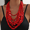 Bohemian Style Wood Geometric Beaded Multilayer Necklaces for Women WG33684-07-1