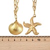 Bohemian Styles 304 Stainless Steel Starfish and Shell Shape Pendant Double Layer Necklaces for Women LS-NJEW-F343-01G-5