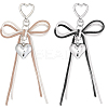 2Pcs 2 Colors Alloy Heart & PU Leather Bowknot Pendant Decorations FIND-GF0008-39-1