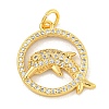 Rack Plating Brass Micro Pave Clear Cubic Zirconia Pendants KK-K341-58G-1