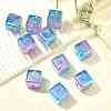10Pcs Gradient Color & UV Plating Transparent Acrylic Beads OACR-YW0002-25C-5