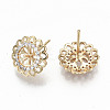 Brass Micro Pave Clear Cubic Zirconia Stud Earring Findings KK-T062-52G-NF-3