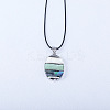 Oval Alloy Pave Natural Mixed Shell Pendant Necklaces FS-WGA0329-01-2