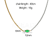 Stainless Steel Double Color Box Chain Rectangle Cubic Zircon Pendant Necklaces for Women's Daily Outfit VO3892-1-1