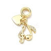 Brass Micro Pave Clear Cubic Zirconia European Dangle Charms X-KK-P345-50G-1