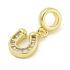 Rack Plating Brass Pave Clear Cubic Zirconia U Shape/Horse Shoes European Dangle Charms KK-Z067-40G-02-2