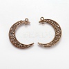 Tibetan Style Alloy Hollow Moon  2-Loop Link Pendants LS-TIBEP-5312-AB-FF-2