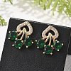 Flower Brass Micro Pave Clear Cubic Zirconia Stud Earrings for Women EJEW-G428-18G-01-3