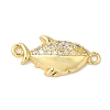 Rack Plating Brass Micro Pave Cubic Zirconia Connector Charms KK-P267-24G-1