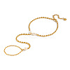 Natural Freshwater Pearl 304 Stainless Steel Rice Bead Hand Chain Ring Bracelets for Women PW2633-5