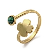 304 Stainless Steel with Synthetic Malachite Ring Ion Plating(IP) RJEW-Z031-01E-03-1