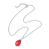 Glass Faceted Teardrop Pendant 304 Stainless Steel Cable Pendant Necklaces for Women NJEW-JN05297-4
