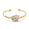 Dyed Natural Agate Irregular Druzy Nugget Open Cuff Bangle BJEW-C028-01G-3