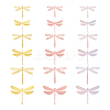 12Sets 6 Style PVC 3D Imitation Hollow Out Dragonfly Wall Stickers DIY-CF0001-04-1