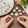 60Pcs 6 Styles Round Christmas Snowman Print Wood European Beads WOOD-PH0002-98-3