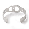Non-Tarnish 304 Stainless Steel Textured Ring Open Cuff Bangles for Women BJEW-I315-03P-3