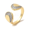 Rack Plating Brass Micro Pave Clear Cubic Zirconia Cuff Rings for Women RJEW-G325-13F-GP-1
