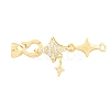 Brass Micro Pave Clear Cubic Zirconia Fold Oval Clasp KK-CBABC34-10G-1