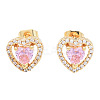 Cubic Zirconia Heart Stud Earrings EJEW-N011-59-3