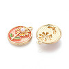 Rack Plating Alloy Enamel and ABS Imitation Pearl Pendants ENAM-T024-84A-G-2
